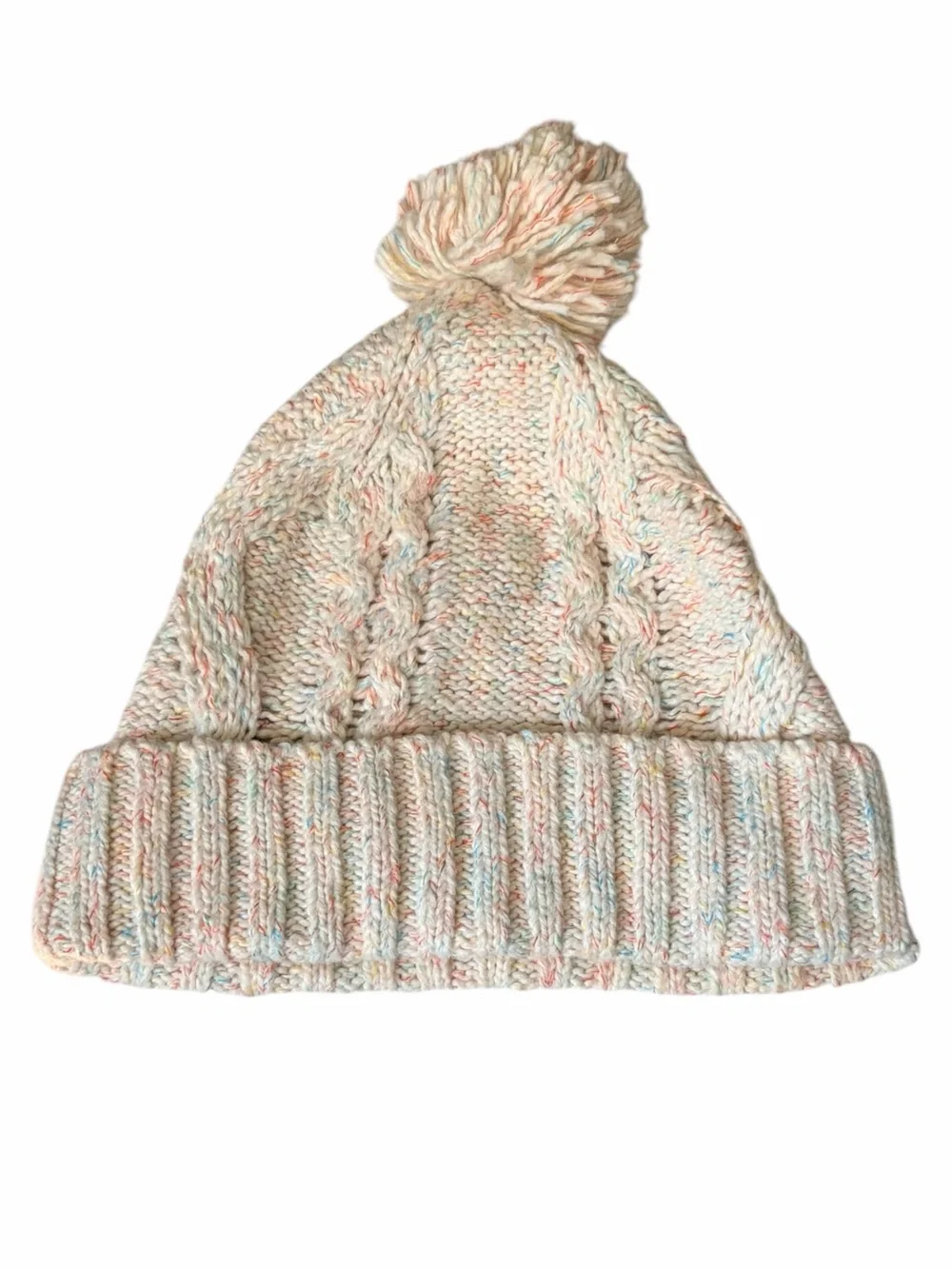 J. Crew Cream Cable-Knit Pom Pom Beanie